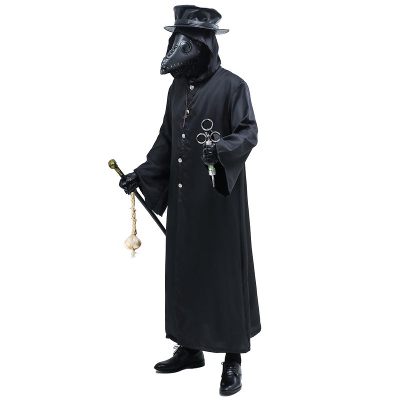 Absolute Vibe Plague Doctor Bird Mask and Hat Combo Set Halloween Costume Steampunk Cosplay Props (M, BLACK-002) - Image 5